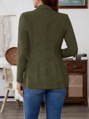 MDB Kadın Uzun Kollu Yakalı Tek Düğmeli Süet Ceket thumbnail 4