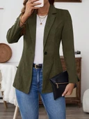 MDB Kadın Uzun Kollu Yakalı Tek Düğmeli Süet Ceket thumbnail 2