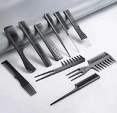 Zhltools 10 Parça Profesyonel Kuaför Tarak Seti - Saç Kesim, Ayırma, Şekillendirme ve Fön Tarağı thumbnail 5