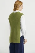 Yanları Bağlama Detaylı Yünlü Triko Süveter - Yeşil thumbnail 5