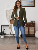 MDB Kadın Uzun Kollu Yakalı Tek Düğmeli Süet Ceket thumbnail 5