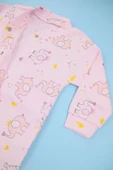 Nayinom Sevimli Fil Desenli Pembe %100 Pamuk Manşetli (Patiksiz) Kız Bebek Tulum thumbnail 2
