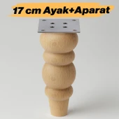Boyasız Ham Doğal Ahşap Ayak Silindir Mobilya Koltuk Kanepe Ayağı Metal Aparat Dahil Bohem 17 cm thumbnail 1