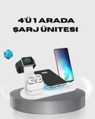 4’lü Apple Kablosuz Şarj Standı iPhone Watch ve AirPods Çoklu Şarjlı thumbnail 1