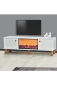 Nevamobilya Lidya Şömineli Tv Sehpası Şık Kapaklı Tasarım 36 Inç Ekran Üzeri Uyumlu 150x36x50 Cm thumbnail 2