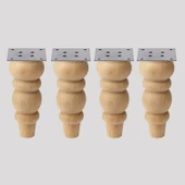 Boyasız Ham Doğal Ahşap 4'lü Set Ayak Silindir Mobilya Koltuk Kanepe Ayağı Aparat Dahil Bohem 17 cm thumbnail 7