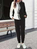 MDB Kadın Uzun Kollu Bisiklet Yaka çift Renkli Viskon Iki Iplik Bluz Ve Pantolon Ikili Takım thumbnail 1