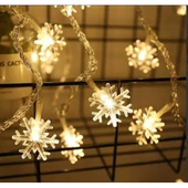 10 Metre 60 LED Kar Tanesi Işık Zinciri  4 cm Büyük Kristal Taneli  Gün Işığı Yılbaşı ve Dekorasyon İçin Muhteşem Ambiyans thumbnail 3