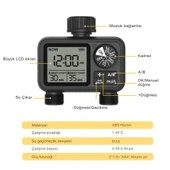 ShopyTech Çift Çıkışlı Dijital Sulama Zamanlayıcı IPX5, LCD Ekranlı Yağmur Erteleme A/B Bağımsız Programlama (3/4) thumbnail 2