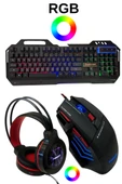 SNRELK sencrom RGB GAMİNG KLAVYE MOUSE KULAKLIK FULL OYUNCU SET thumbnail 1