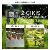 ShopyTech Çift Çıkışlı Dijital Sulama Zamanlayıcı IPX5, LCD Ekranlı Yağmur Erteleme A/B Bağımsız Programlama (3/4) thumbnail 9