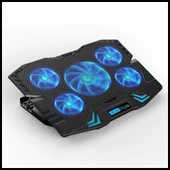 Dexım Dna003, 5ad Fan, 10"-17" Notebook Soğutucu, 5 Kademeli Stand, 5 Farklı Program, Ayarlanabilir Hız, Mavi Ledli (siy thumbnail 1