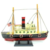 Dekoratif Retro Metal Balıkçı Teknesi Vintage 33cm No.2 thumbnail 3