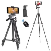 ShopyTech 102 cm Hafif Tripod  Telefon/Kamera Uyumlu Bluetooth Uzaktan Deklanşörlü 360° 3-Yönlü Kafa/SİYAH thumbnail 1