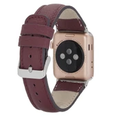 Apple Watch Uyumlu Deri Kordon 42-44-45mm FL6 Bordo thumbnail 2