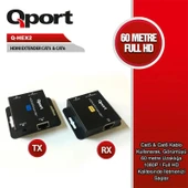 Qport Q-hex2 Hdmı Extender Cat6 60m 2 Li Paket (adaptör Dahil) thumbnail 1