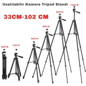 ShopyTech 102 cm Hafif Tripod  Telefon/Kamera Uyumlu Bluetooth Uzaktan Deklanşörlü 360° 3-Yönlü Kafa/SİYAH thumbnail 6