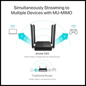 Tp-lınk Archer C64, Ac1200, 4port, 1200mbps, Dual Band Wifi, Masaüstü, Gigabit, Router, Access Point thumbnail 4