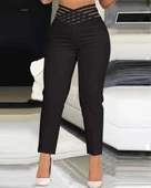 MDB Kadın Yüksek Bel çapraz şerit Detaylı Ithal Krep Pantolon thumbnail 1