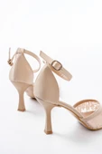 K-404 Bej Fileli Çiçek Detaylı  Kadın Topuklu Ayakkabı thumbnail 3