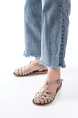 205-02 Bej Ortopedik Hakiki Deri Kadın Sandalet thumbnail 1