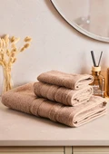 Towy Beige 100% Pamuk 3'lü Banyo Havlusu Seti thumbnail 2