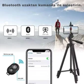 ShopyTech 102 cm Hafif Tripod  Telefon/Kamera Uyumlu Bluetooth Uzaktan Deklanşörlü 360° 3-Yönlü Kafa/SİYAH thumbnail 7