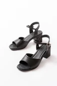 K-13 Siyah Günlük  Topuklu Kadın Sandalet thumbnail 3