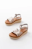 730-142 Bej Hakiki Deri Ortopedik Taban Kadın Sandalet thumbnail 3