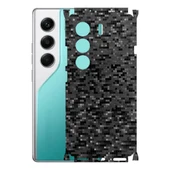 Tecno Camon 40 Pro ile Uyumlu 360 Arka Kaplama   Pixel Desenli Siyah - 1