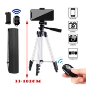 ShopyTech 102 cm Hafif Tripod  Telefon/Kamera Uyumlu Bluetooth Uzaktan Deklanşörlü 360° 3-Yönlü Kafa/SİYAH thumbnail 2