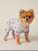 Minnie Köpek Tulumu | Pamuklu Penye Köpek Pijaması | Gri Pembe Desenli | Tüy Dökülmesini Azaltır | Küçük Irklar İçin thumbnail 6