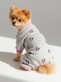 Minnie Köpek Tulumu | Pamuklu Penye Köpek Pijaması | Gri Pembe Desenli | Tüy Dökülmesini Azaltır | Küçük Irklar İçin thumbnail 2