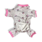Minnie Köpek Tulumu | Pamuklu Penye Köpek Pijaması | Gri Pembe Desenli | Tüy Dökülmesini Azaltır | Küçük Irklar İçin thumbnail 7