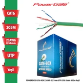 Powergate Cat6-box-gn, 23awg 0,57mm, Utp, Cat6 Kablo, 305m, Yeşil thumbnail 1