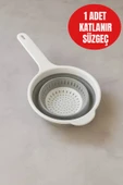 Saplı Katlanabilir Süzgeç – Gri & Beyaz Renk • BPA Free • Kolay Temizlik • Dayanıklı Silikon thumbnail 1