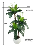 Yapay Ağaç Sıkas Palmiye Ağacı Beyaz Küre Saksıda 120*50cm 45 Yapraklı thumbnail 2