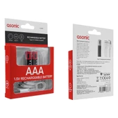 Asonıc Pl400, Aaa, Şarjlı Pil, 1.5volt, 400mah/750mwh, Type-c İle Kolay Şarj,  2 Li Paket (usb To Type-c Kablo Hediye) thumbnail 5