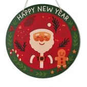 Noel Baba ve Kurabiye Adam Kapı ve Duvar Süsü Happy New Year thumbnail 1