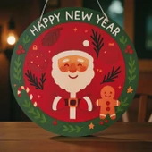 Noel Baba ve Kurabiye Adam Kapı ve Duvar Süsü Happy New Year thumbnail 3