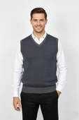 Erkek V Yaka Süveter  Çelik Örgü Regular Kalıp BGL-ST04840 thumbnail 4