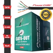 Powergate Cat6-out-copper, Outdoor (dış Mekan), Polietilen, 23awg 0.57mm, Utp, Cat6, %100 Bakır Kablo, 305m, Siyah thumbnail 1