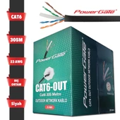 Powergate Cat6-out-cca, Outdoor (dış Mekan), Polietilen, 23awg 0.57mm, Utp, Cat6, Cca Kablo, 305m, Siyah thumbnail 1