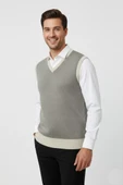 Erkek V Yaka Süveter  Çelik Örgü Regular Kalıp BGL-ST04840 thumbnail 10