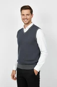 Erkek V Yaka Süveter  Çelik Örgü Regular Kalıp BGL-ST04840 thumbnail 9