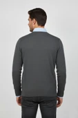 Erkek V Yaka Triko Kazak Çelik Örgü Regular Kalıp BGL-ST04838 thumbnail 11