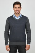 Erkek V Yaka Triko Kazak Çelik Örgü Regular Kalıp BGL-ST04838 thumbnail 1