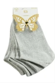 3 Çift Gri Renkli Snekars Çorap thumbnail 1