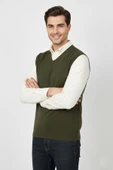 Erkek V Yaka Süveter  Çelik Örgü Regular Kalıp BGL-ST04839 thumbnail 6