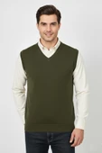 Erkek V Yaka Süveter  Çelik Örgü Regular Kalıp BGL-ST04839 thumbnail 3